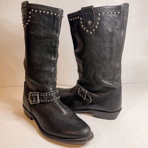 Frye Studded Mid Calf Motorcycle Boot 7.5